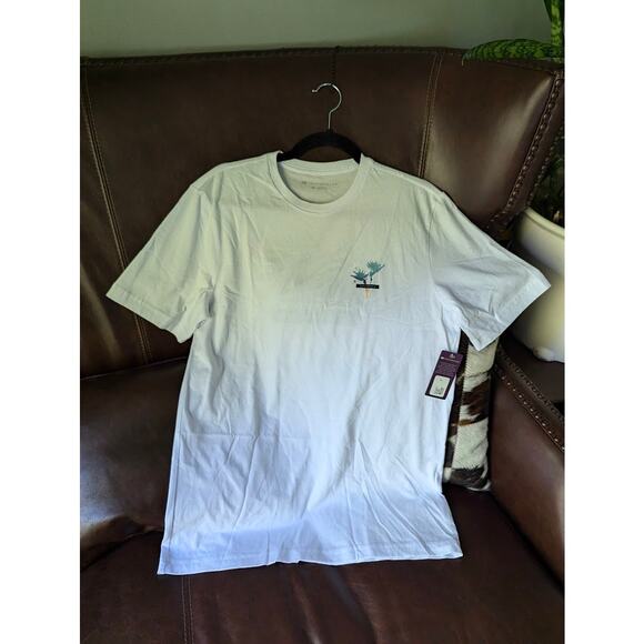 NWT TRAVISMATHEW In the Mist Men’s Tee M White 100% Cotton Graphic Golf T-Shirt - Picture 1 of 3